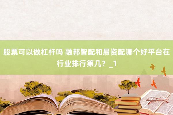 股票可以做杠杆吗 融邦智配和易资配哪个好平台在行业排行第几？_1