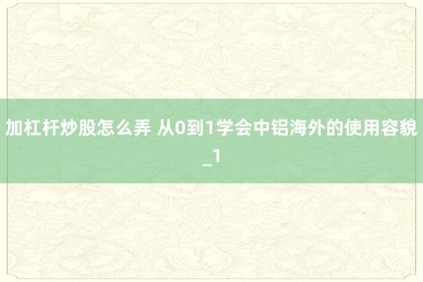 加杠杆炒股怎么弄 从0到1学会中铝海外的使用容貌_1